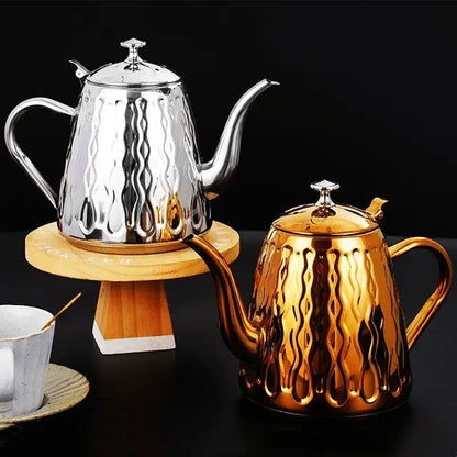 1.8L oriental induction teapot with fitted lid, Silver finish close-up