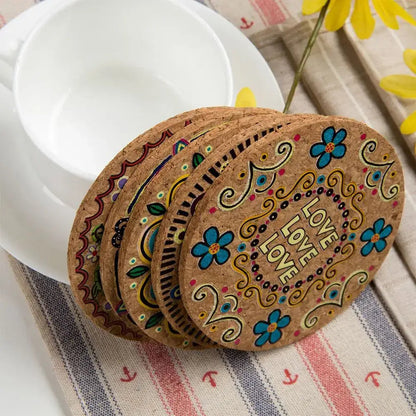 Cork coaster protecting table from cold glass