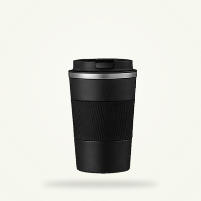Small insulated coffee tea thermos 380ml, all five colors on plain background