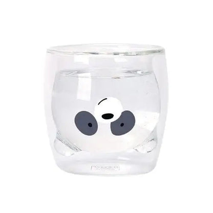 Double wall glass tea cup showing tea color