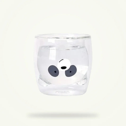 Panda Double Wall Glass Tea Cup with Infuser, 260 ml, product photo on a plain background