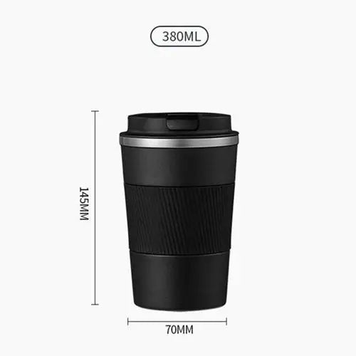 Compact 380ml insulated thermos showing lid seal close-up, leak-proof