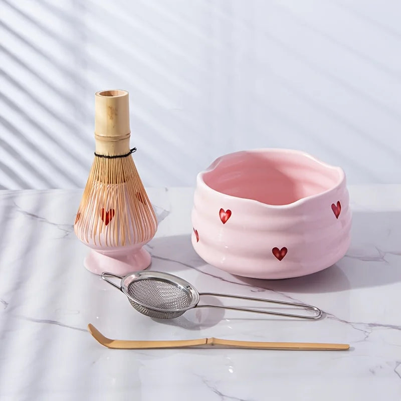 Pink Ceramic Matcha Set, 5 Pieces