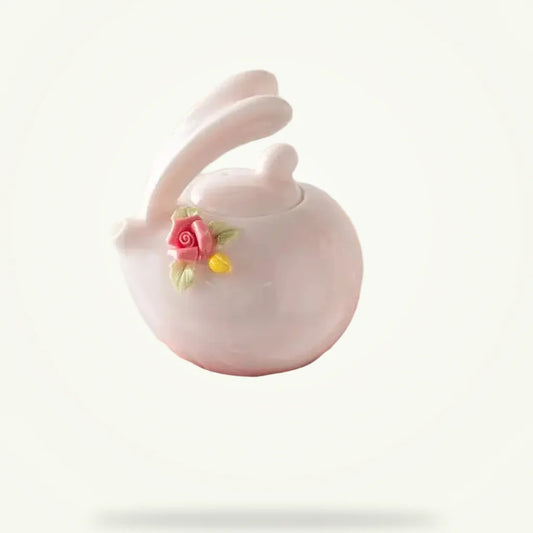 Pink Rabbit Porcelain Teapot 180ml - Cute Ceramic Teapot for One, product photo on a plain background