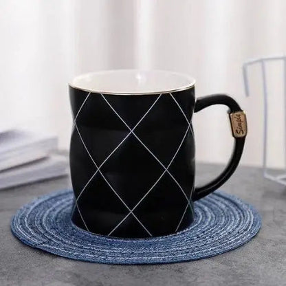 Black polygon tea cup with unique shape