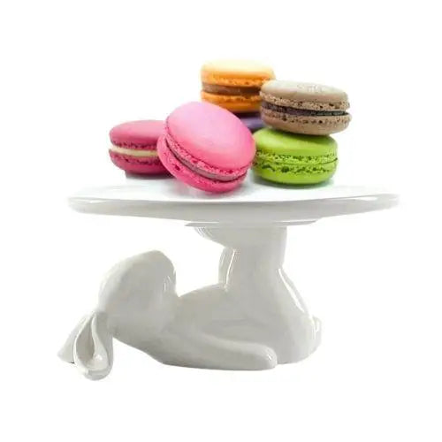 Single rabbit tea tray with one porcelain rabbit