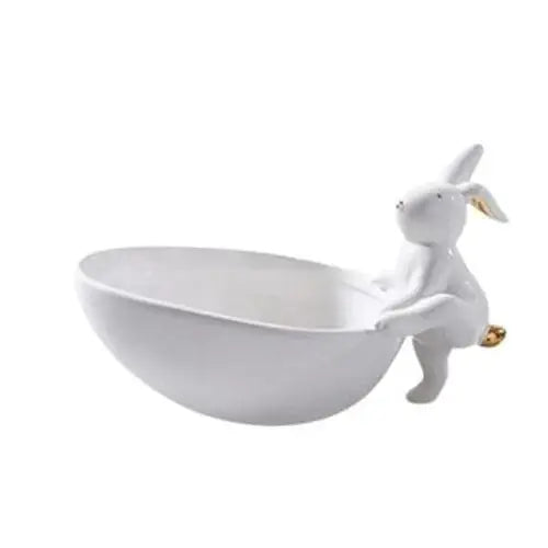 Rabbit tea tray with a basket and rabbit figure