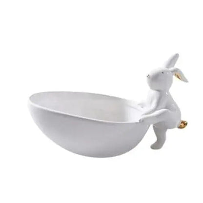 Rabbit tea tray with a basket and rabbit figure