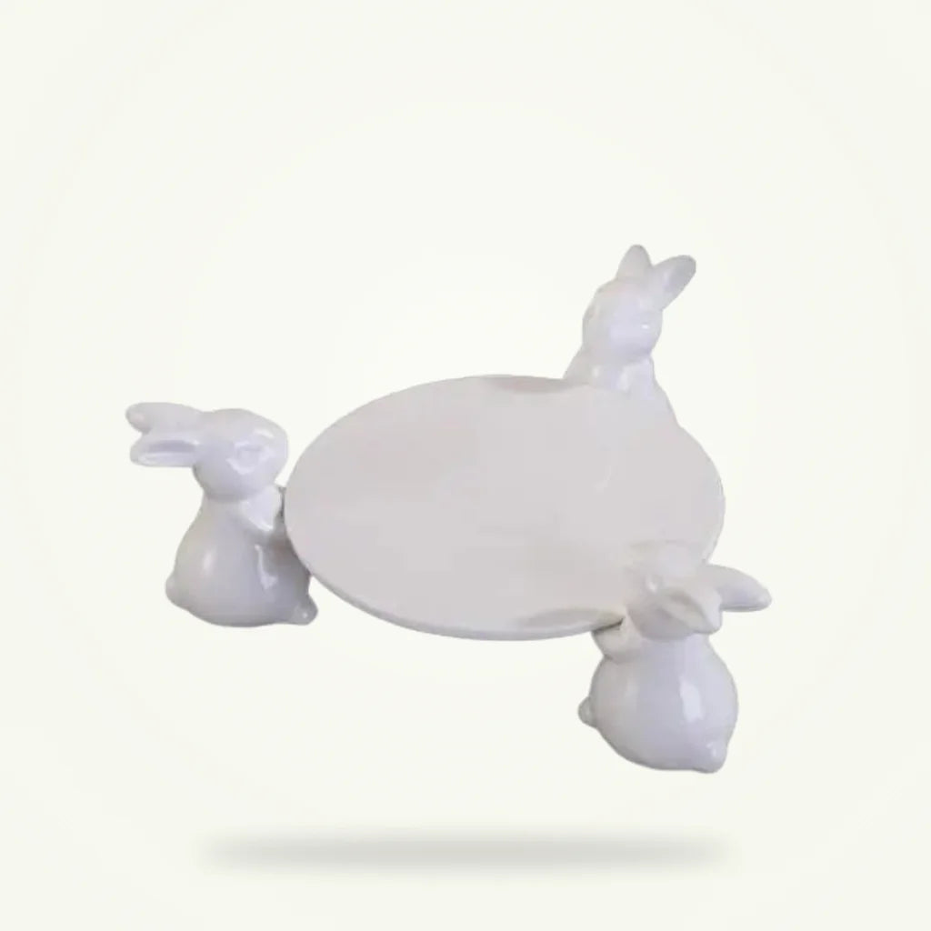 Rabbit Tea Tray - Cute Porcelain Tea Serving Set by Granny Lulu, product photo on a plain background
