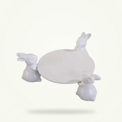Rabbit Tea Tray - Cute Porcelain Tea Serving Set by Granny Lulu, product photo on a plain background