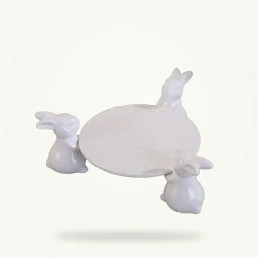 Rabbit Tea Tray - Cute Porcelain Tea Serving Set by Granny Lulu, product photo on a plain background