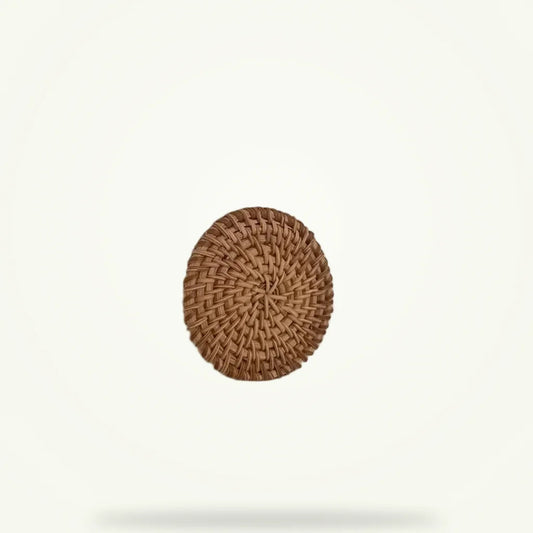 Raffia Coaster Set for Tea Cups, Natural Rattan Saucer, product photo on a plain background
