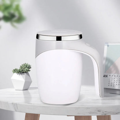 Self-stirring mug in Pearl White color with magnetic mixer, 400 ml