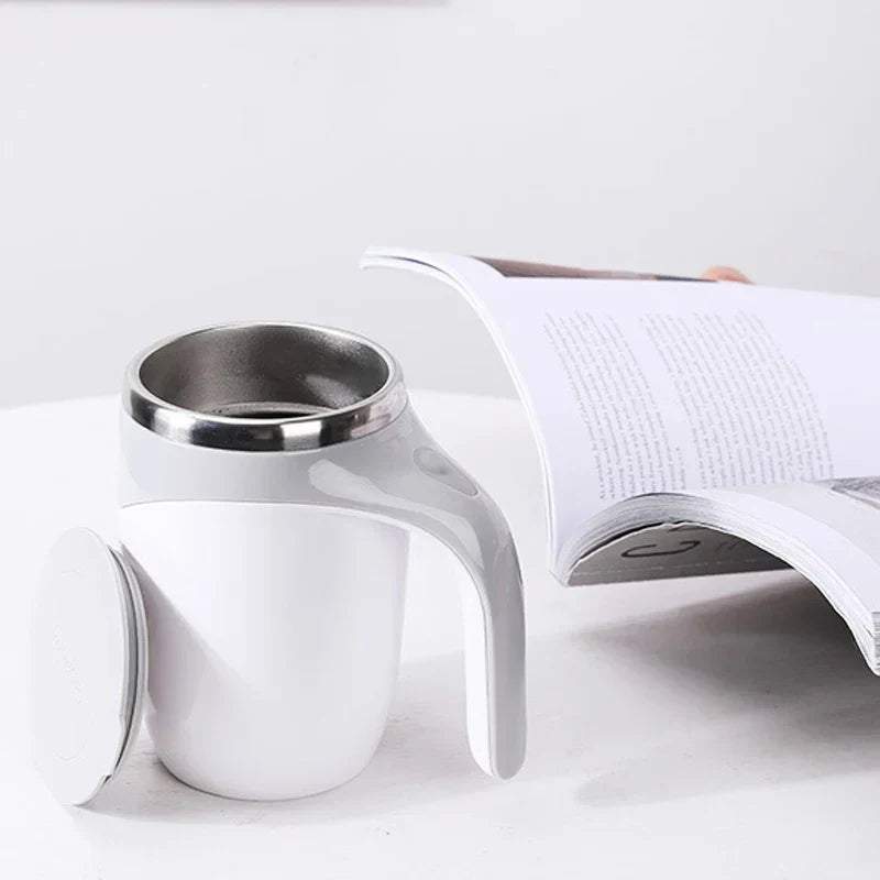 Close-up of built-in magnetic stirrer capsule at base of mug