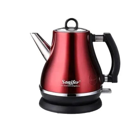 Red electric kettle 1 liter on counter