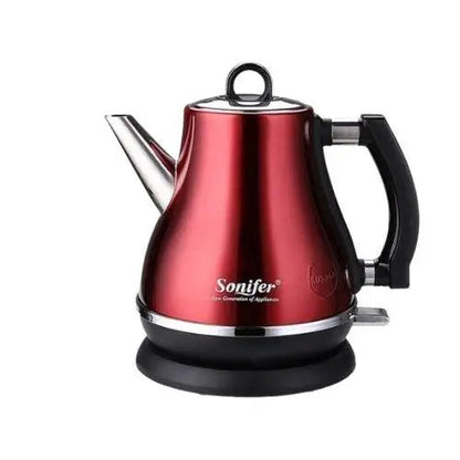 Red electric kettle 1 liter on counter