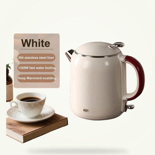 Retro Electric Kettle 1L Stainless Steel, product photo on a plain background