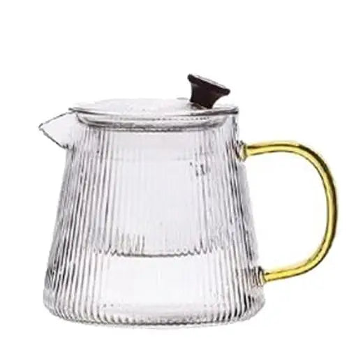 Ribbed glass teapot 500 ml with stainless steel infuser basket