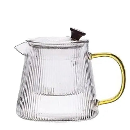 Ribbed glass teapot 500 ml with stainless steel infuser basket