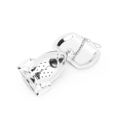 Rocket tea infuser on a saucer