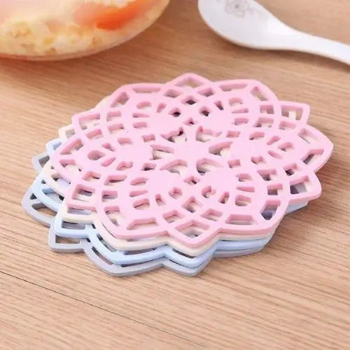 Set of rosette silicone saucers in multiple colors