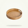 Round Bamboo Tea Tray - 30 cm Serving Plate for Teapots and Cups