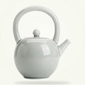 Round Porcelain Teapot 2L, Classic White Ceramic Teapot for Loose Leaf Tea