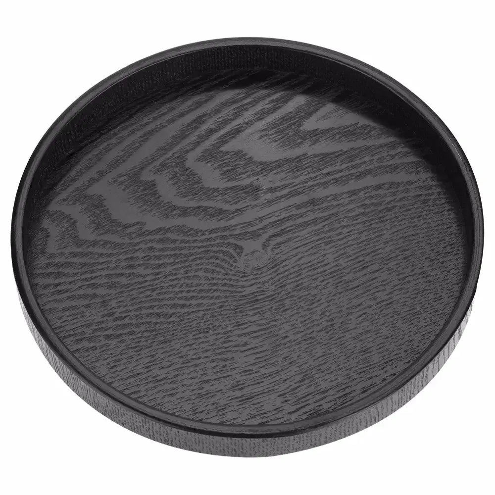 Round wooden tea tray 30cm size black