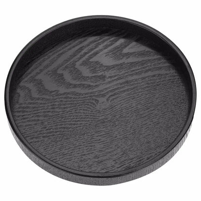 Round wooden tea tray 30cm size black
