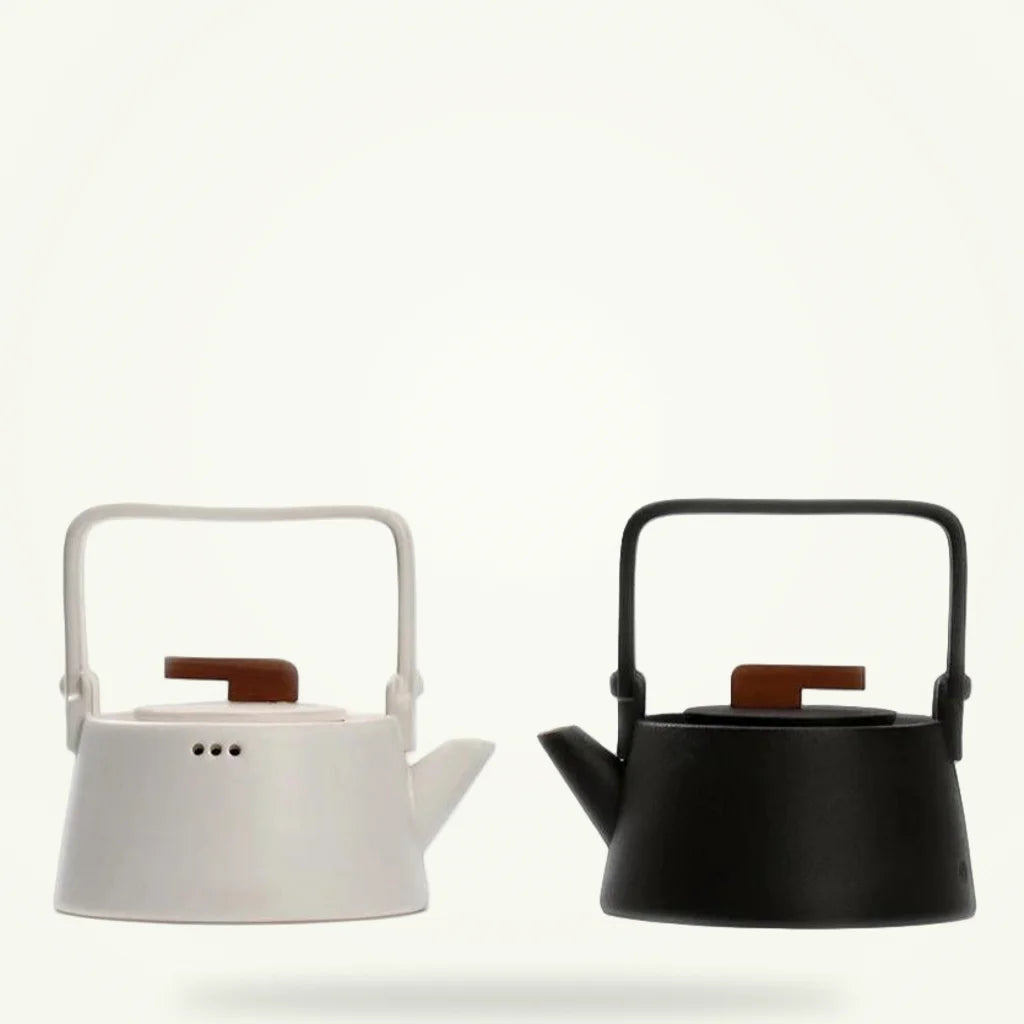 Scandinavian ceramic teapot 800ml in matte Nordic glaze, packshot on plain background