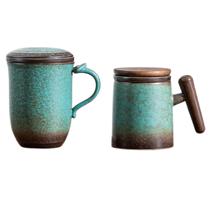 Two sizes of Scandinavian ceramic teapot with infuser, 270ml and 400ml side by side