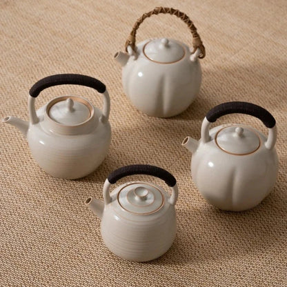 Ceramic hygge teapot with lid and handle, Scandinavian minimalist design