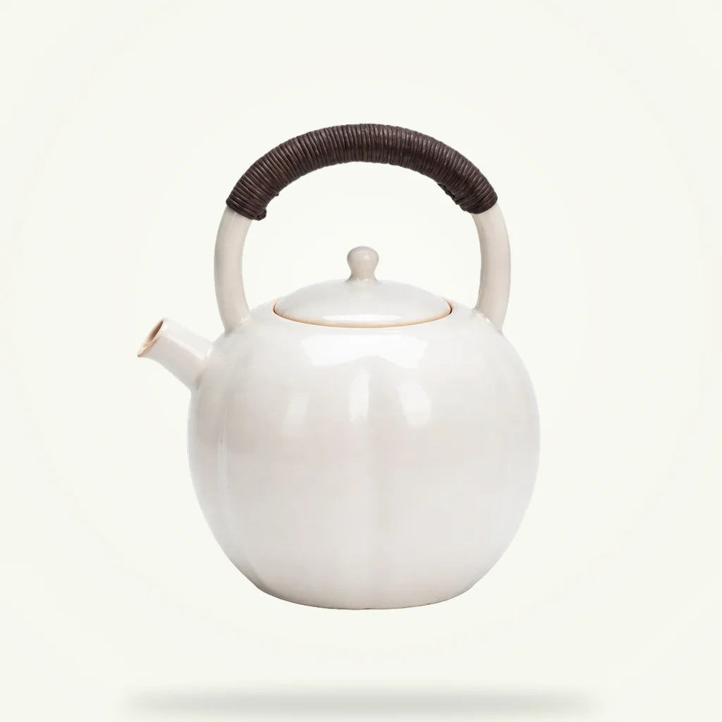 Scandinavian ceramic teapot with infuser, hygge style, 1.2L Style D on plain background