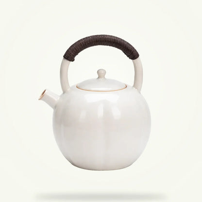 Scandinavian ceramic teapot with infuser, hygge style, 1.2L Style D on plain background