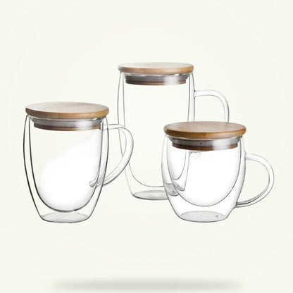 Scandinavian double wall glass teapot with lid, three sizes 250ml 350ml 450ml