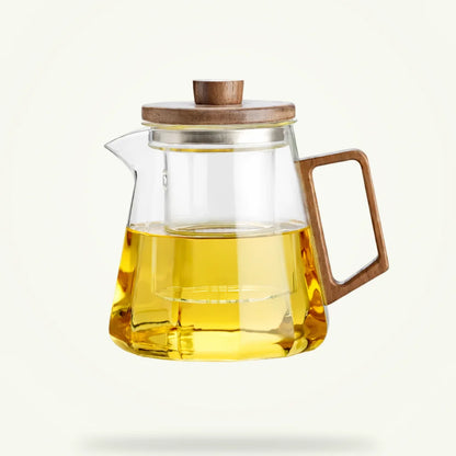 Scandinavian borosilicate glass teapot 800ml clear finish, full packshot on plain background