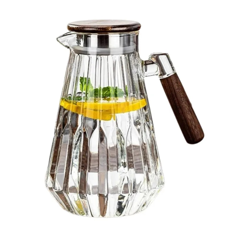 Clear borosilicate glass teapot 1.7L with lid and loose leaf infuser basket