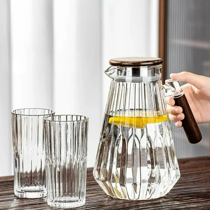 Glass teapot 1700ml with stainless steel infuser inserted, heat-resistant borosilicate