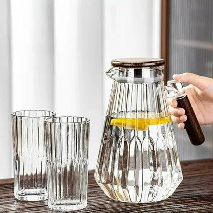 Glass teapot 1700ml with stainless steel infuser inserted, heat-resistant borosilicate