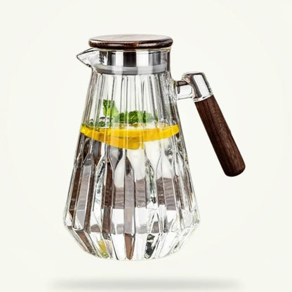 Scandinavian glass teapot with infuser 1.7L on white background, borosilicate
