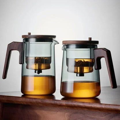 Scandinavian glass teapot showing cool-touch handle and clean Scandinavian silhouette