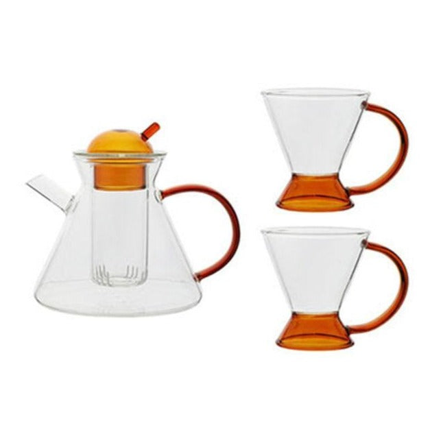 580ml borosilicate glass teapot with removable stainless steel infuser, side view