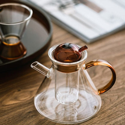 Scandinavian glass teapot with blue accent cup, 580ml loose-leaf set