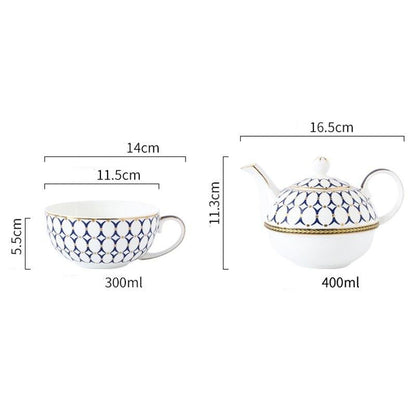 Small Scandinavian teapot 400ml porcelain sized for one mug lifestyle shot