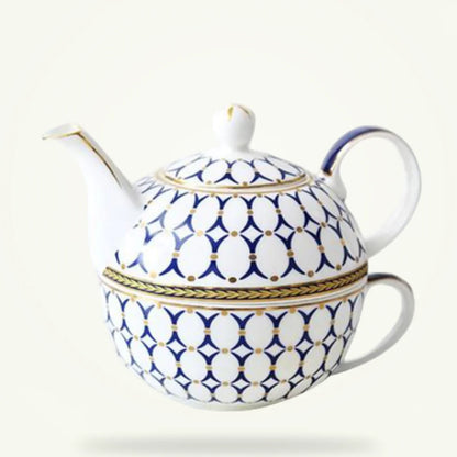 Scandinavian porcelain teapot 400ml minimalist Nordic design on plain background