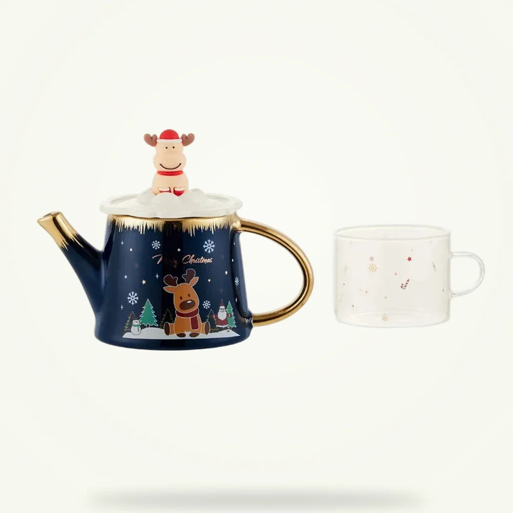 Scandinavian porcelain teapot 500ml Holiday Collection by Granny Lulu, packshot on plain background