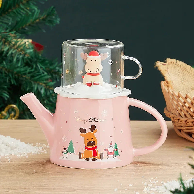 Scandinavian teapot with steam rising
