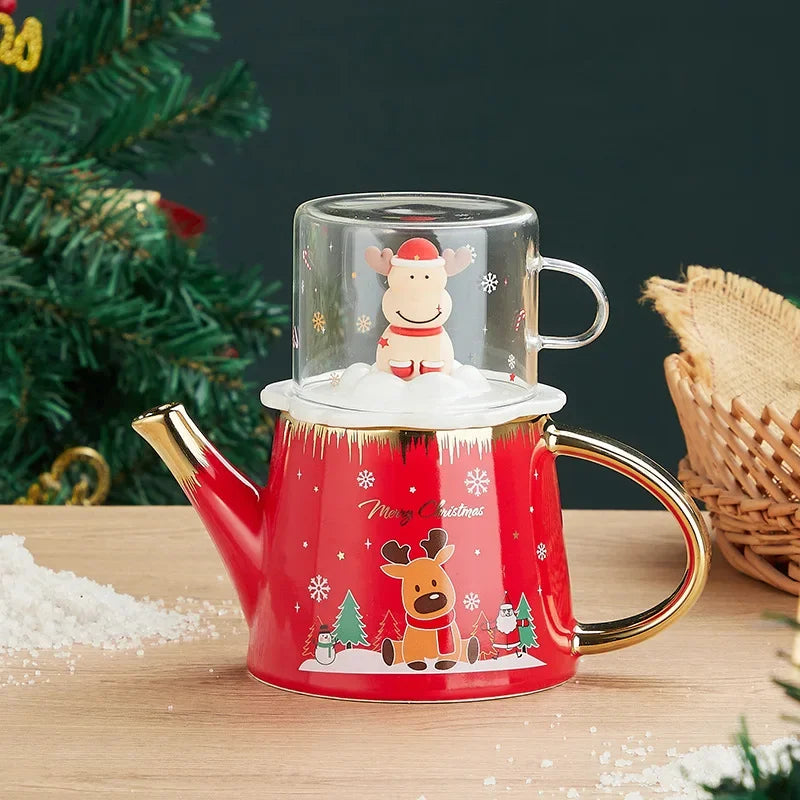 Pink porcelain teapot 500ml Scandinavian style from Granny Lulu Holiday Collection
