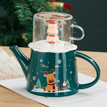 Pink porcelain holiday teapot 500ml from Granny Lulu, warm table setting
