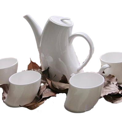Scandinavian porcelain teapot set with four cups